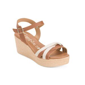 VALERIAS  Spain Leather Flatform Wedge Sandals With Ankle Strap Closure